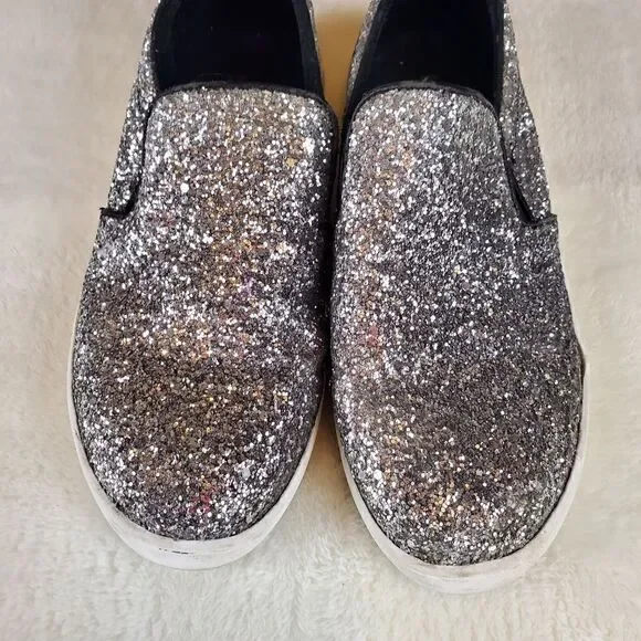 Michael Michael Kors Ivy Ombre Black Silver Glitter Slip On Tennis Shoes Size 5 - Picture 2 of 9
